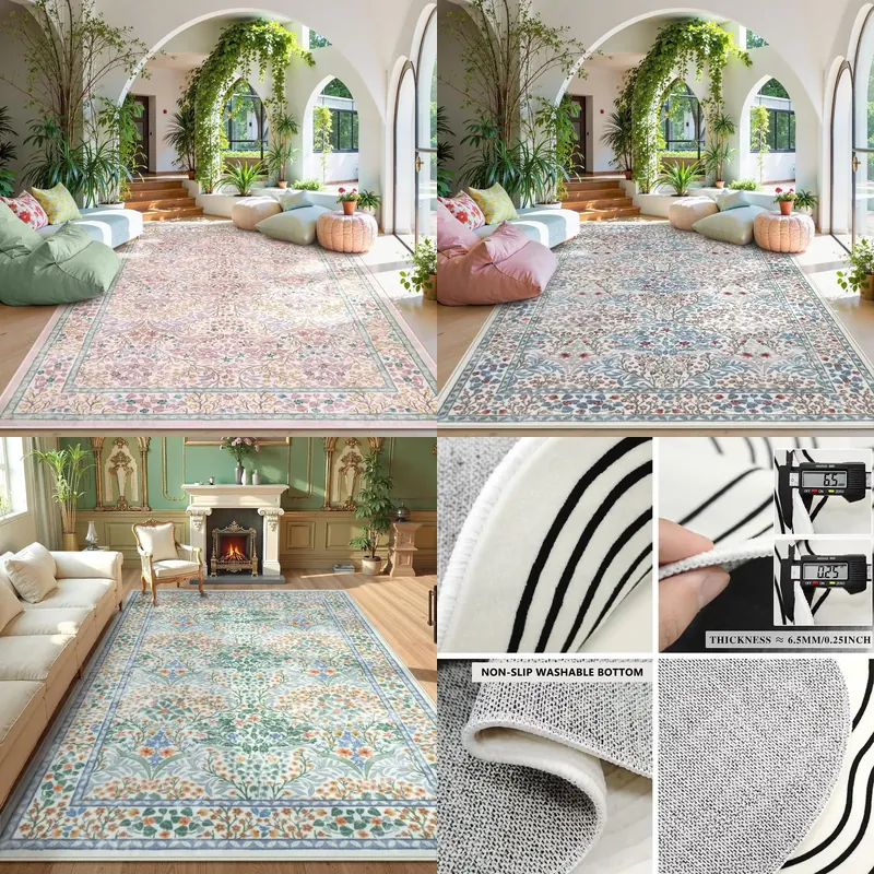 Home Decor Flowers - Pink Living Room Carpet Large Machine