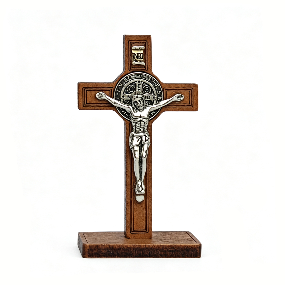 Home Decor Nz - St Benedict Standing Crucifix Wooden Cross