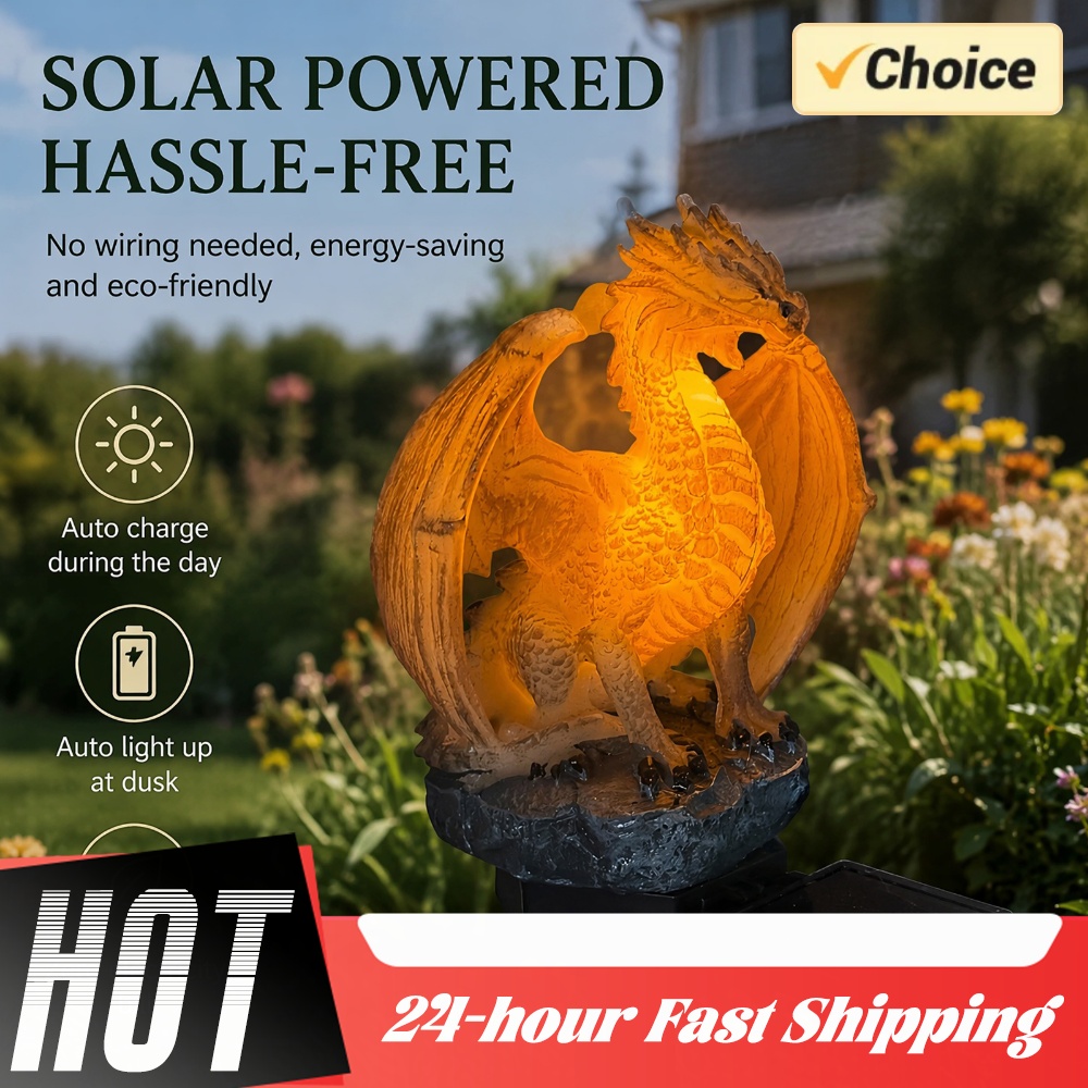 Home Decor Unique - Dragon Solar Garden Light Energy-Efficient Resin