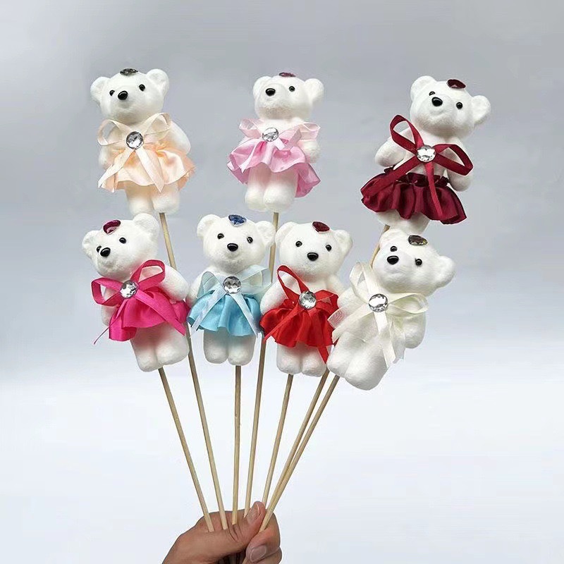 Home Decor Flowers - 10pcs/Bag Bouquet Bear Ice Cream Diamond