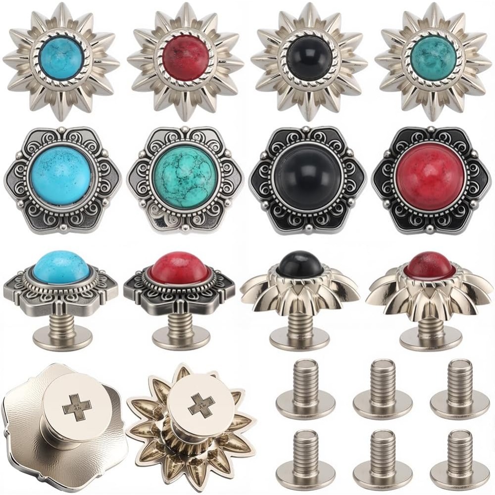 Home Decor Flowers - 24 Sets 8 Styles Western Screw
