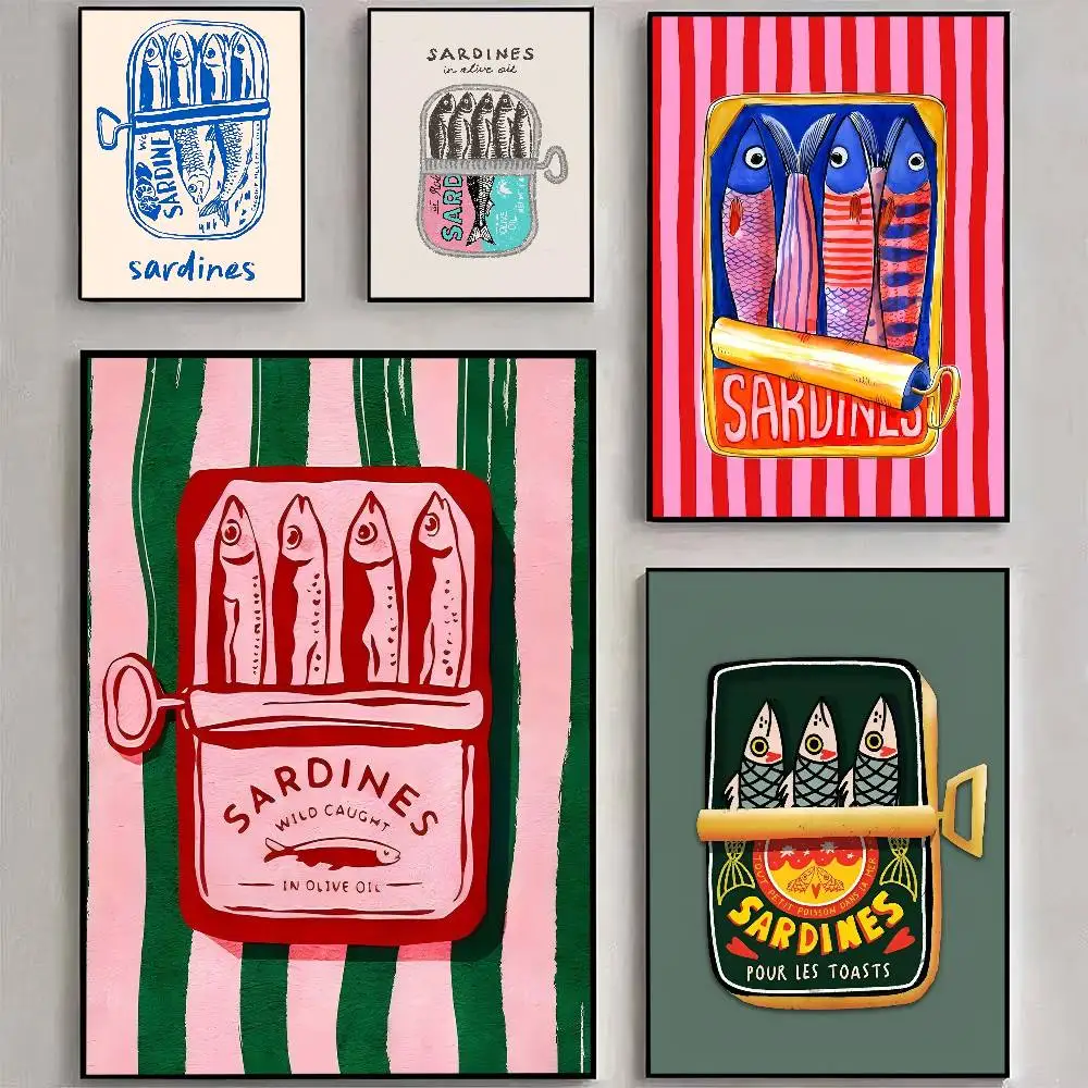 Home Decor Aesthetic Pinterest - Colorful Sardines Canned Fish Sea Animal