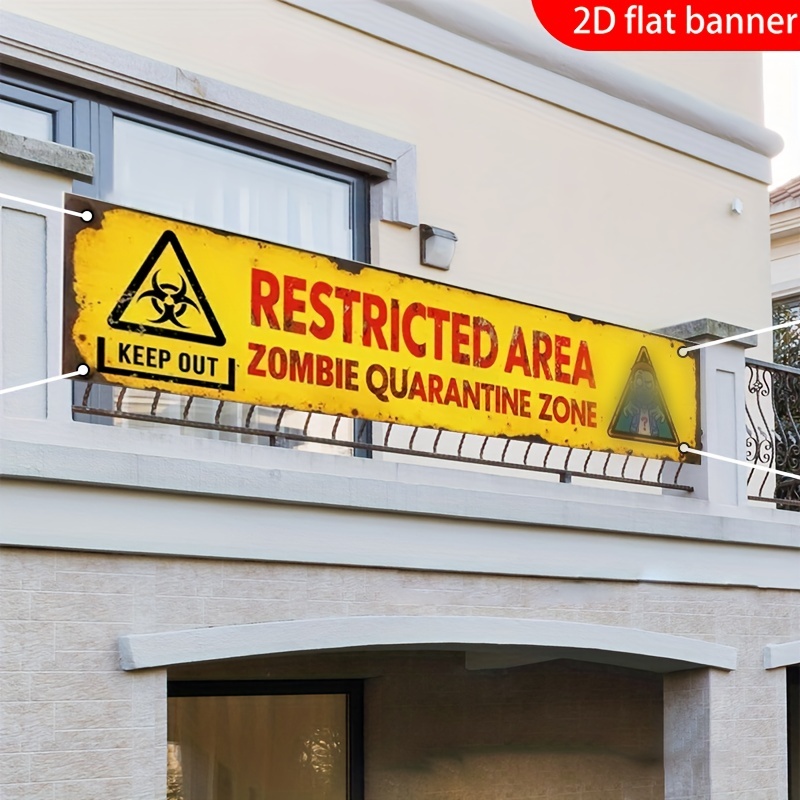 Home Decor Nearby - Halloween Zombie Quarantine Zone Banner Warning