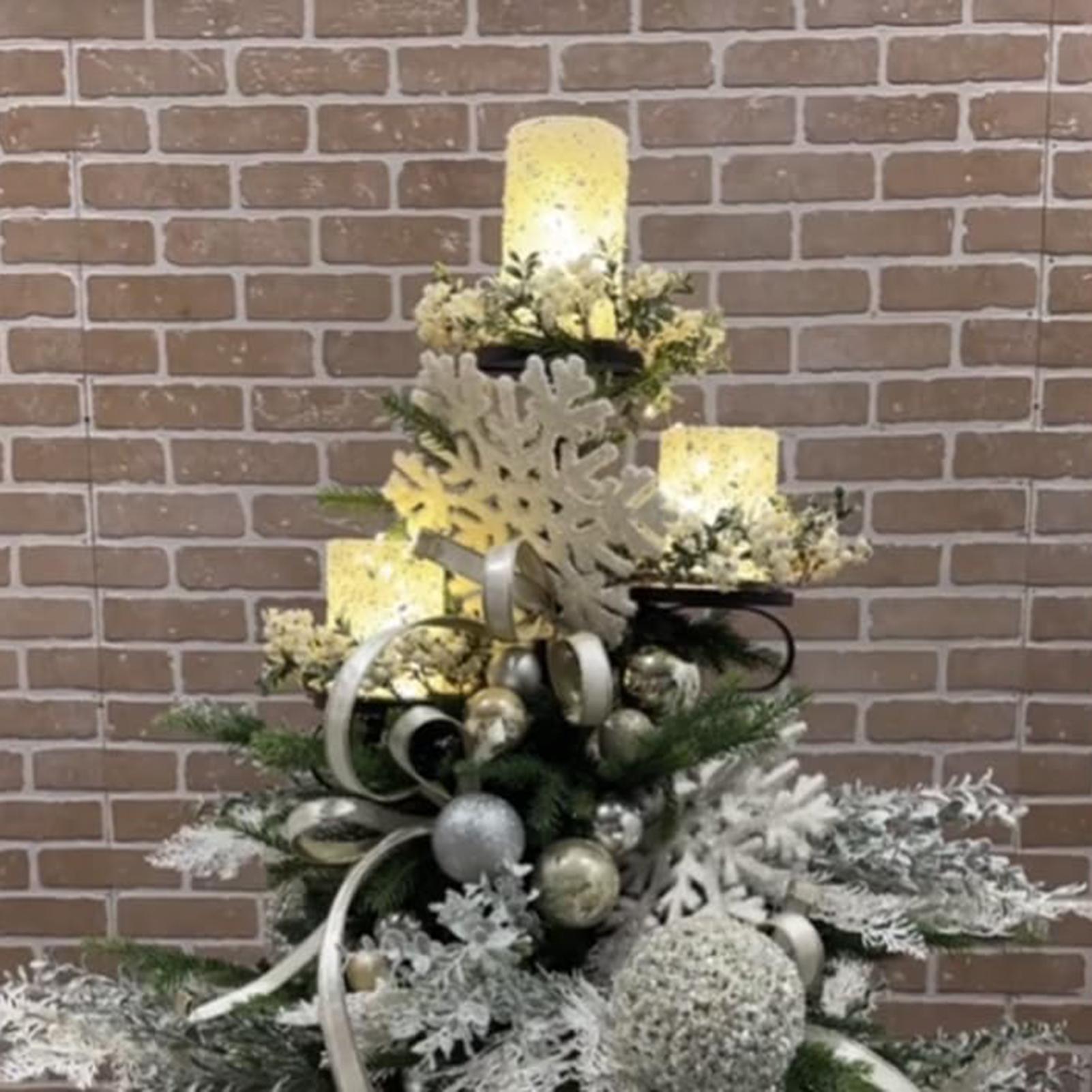 Home Decor Xmas Tree - Metal Black Triple Tree Topper Candelabra