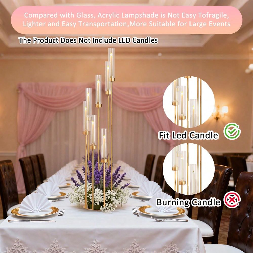 2Pcs 7 Arm Gold Candelabra Can - Home Decor Gold recension och pris