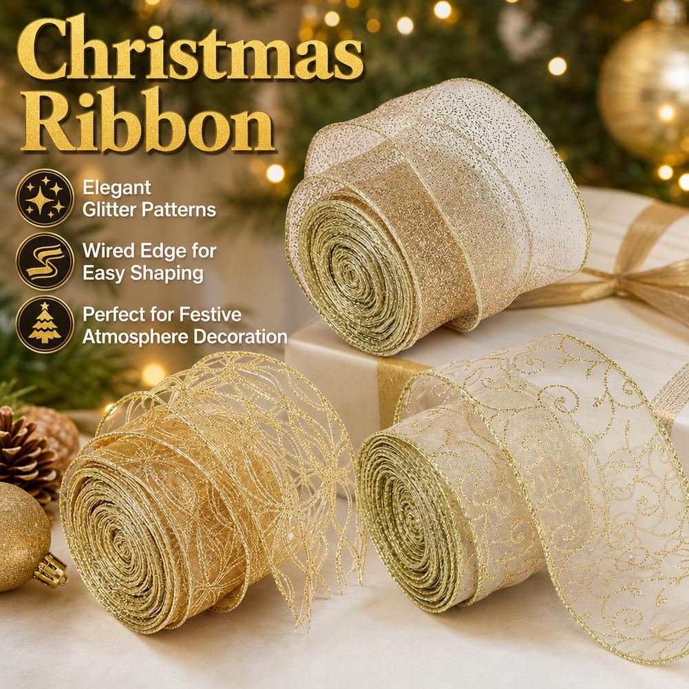 2m 2027 Christmas Ribbon Golde - Home Decor Xmas Tree recension och pris