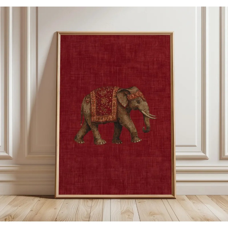 Indian Elephant Pattern Print, - Geometric Wall Art recension och pris