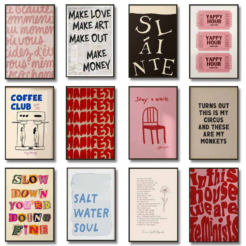 1pc Simple Trendy Text Printin - Home Decor Aesthetic Pinterest recension och pris