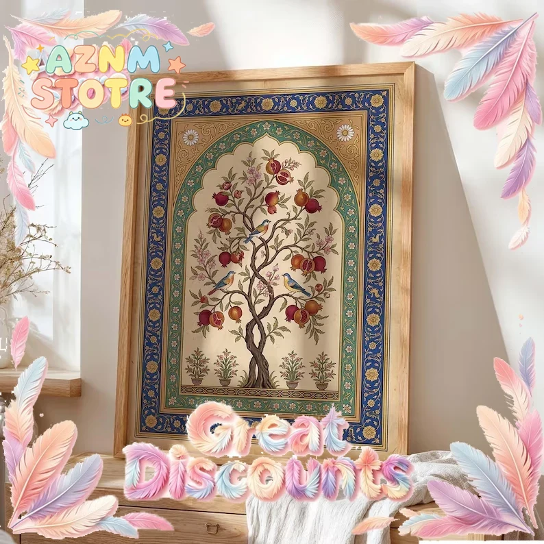 Retro Islamic Persian Pomegran - Geometric Wall Art recension och pris