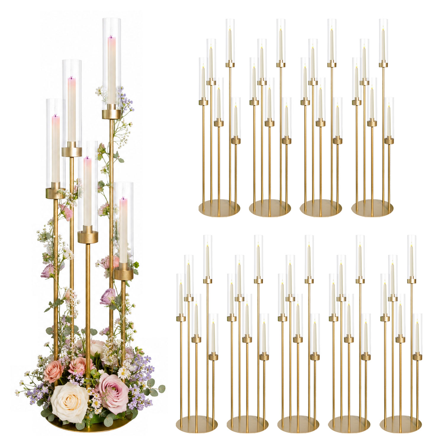 10Pcs Gold Floor Candelabra 5  - Home Decor Gold recension och pris