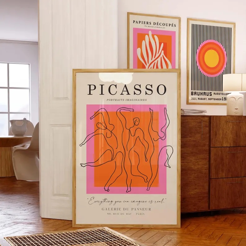 3pcsModern Orange  Bauhaus And - Home Decor On Wall recension och pris