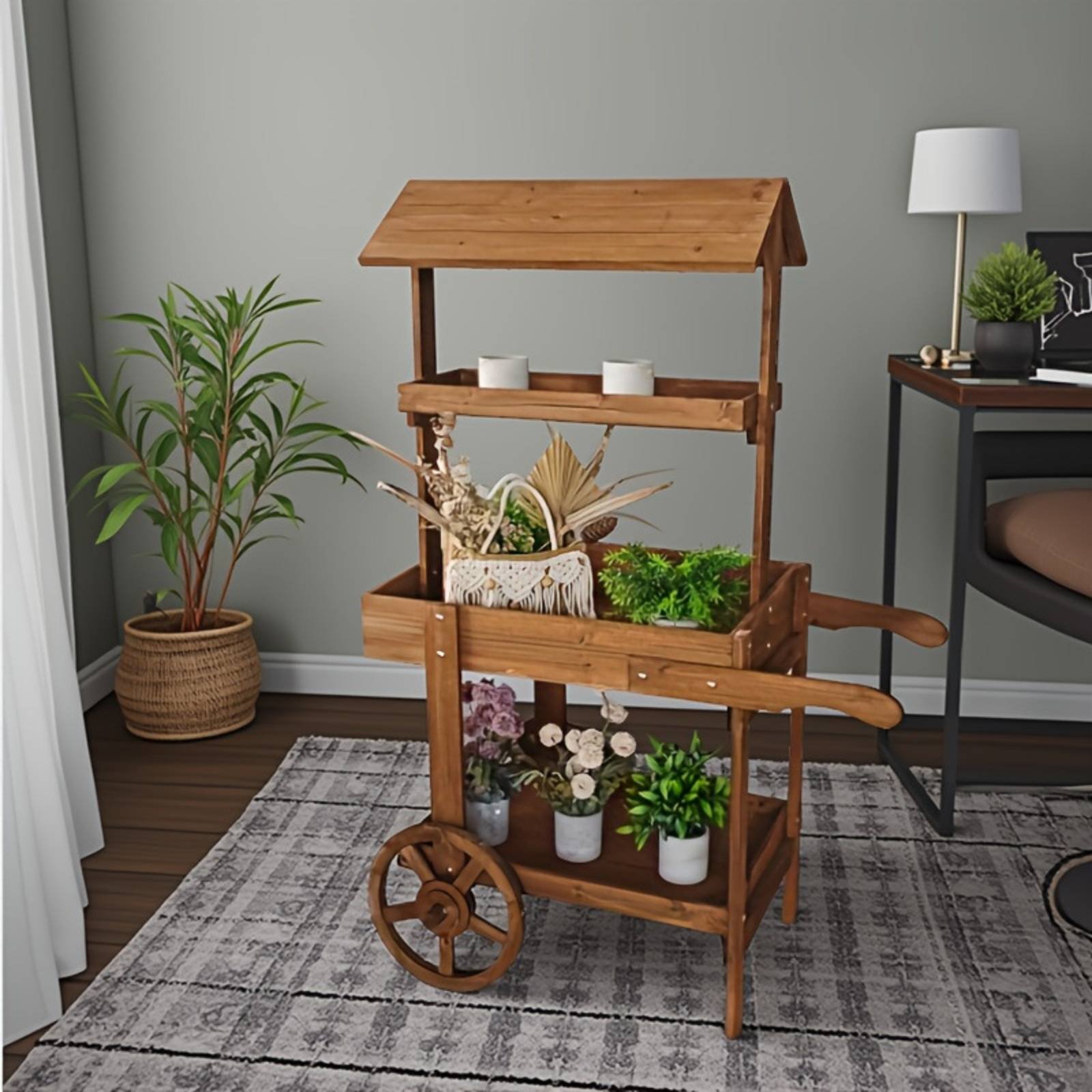 Wooden Flower Trolley Decorati - Home Decor Flowers recension och pris