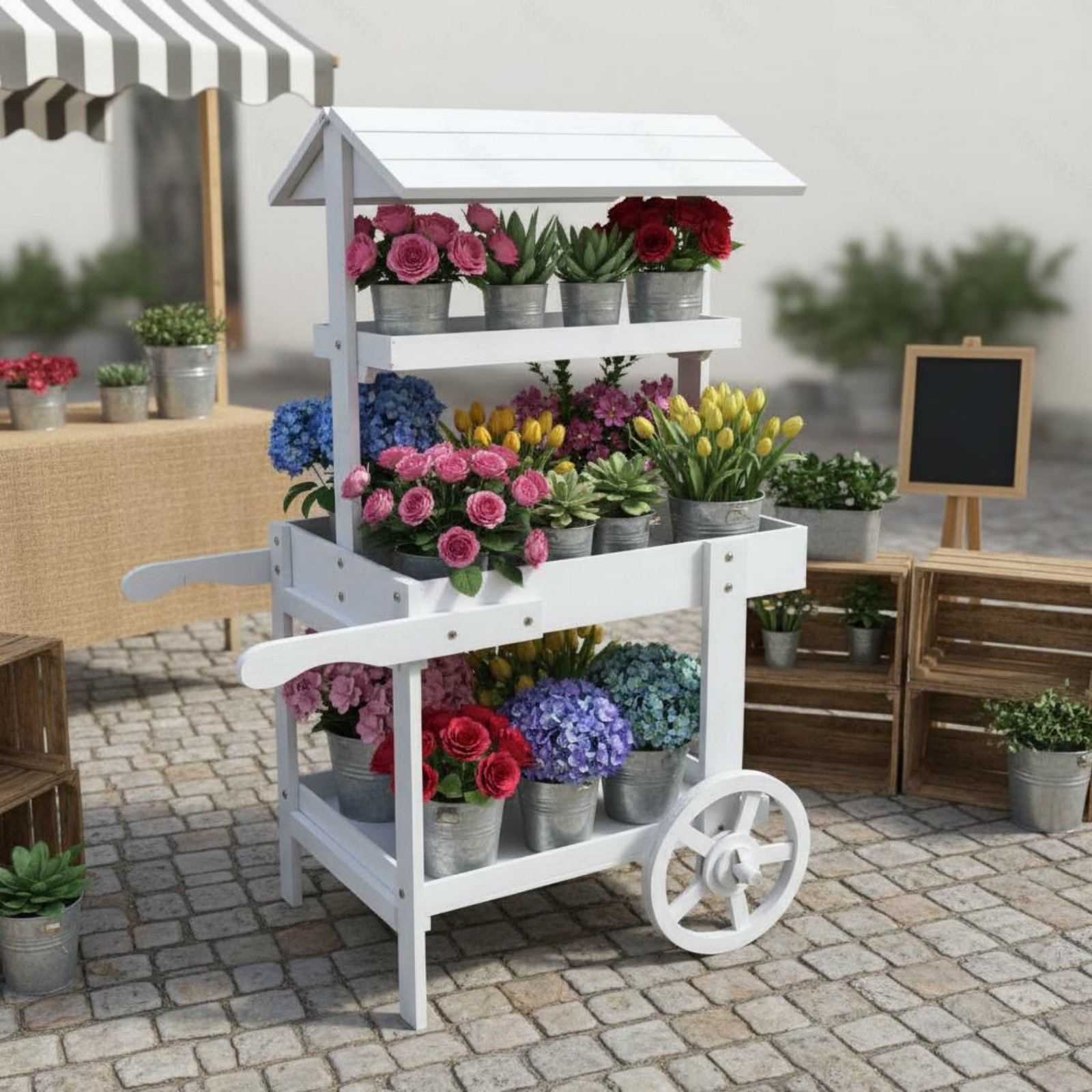 Wooden Flower Trolley Decorati - Home Decor Flowers recension och pris