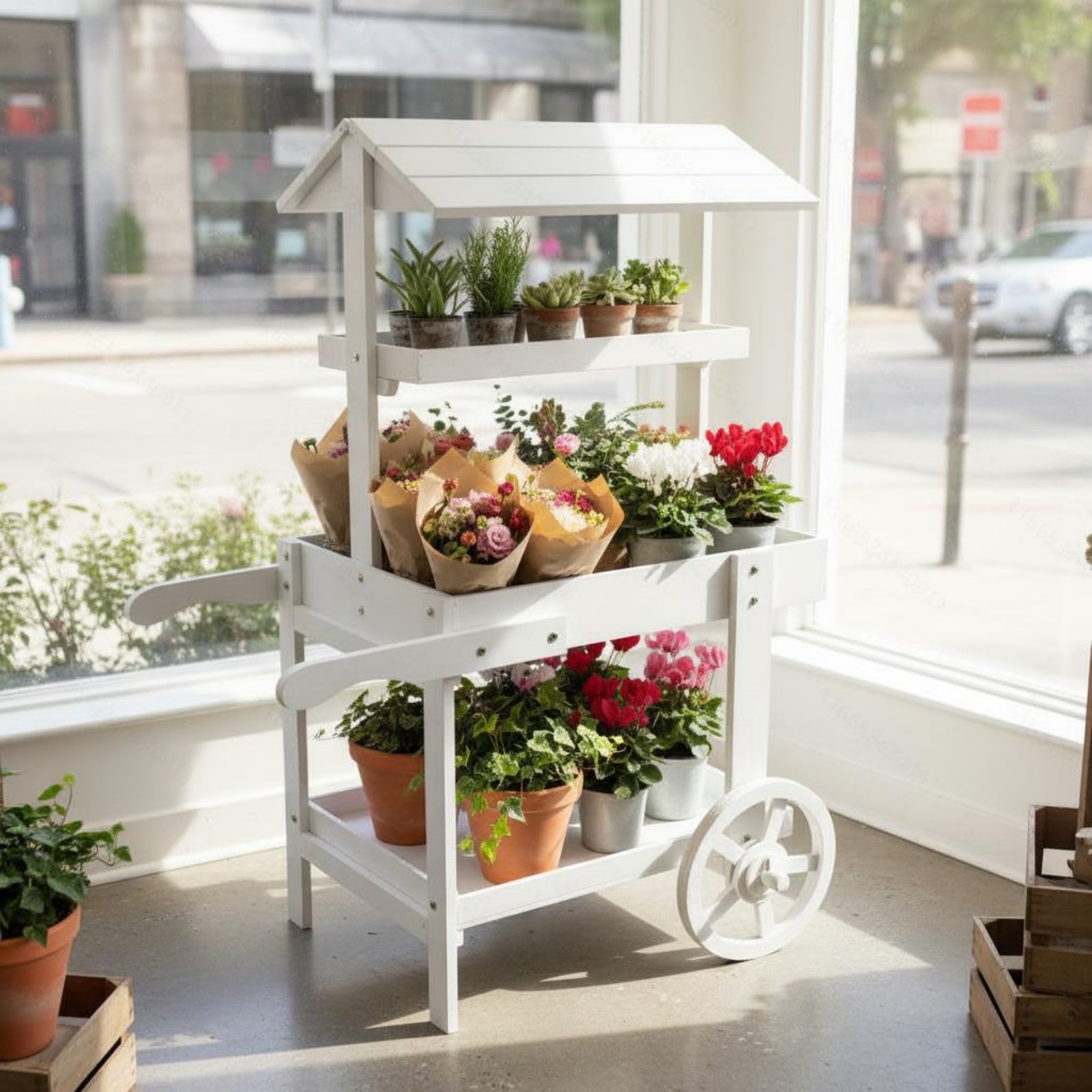 Wooden Flower Trolley Decorati - Home Decor Flowers recension och pris