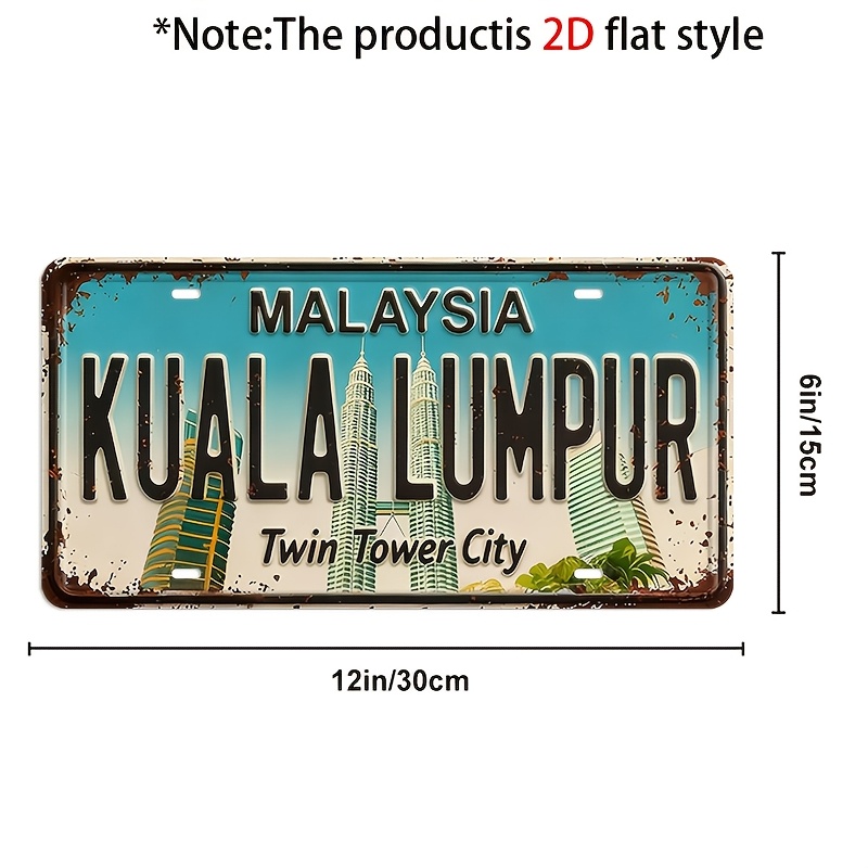 2D Flat, 1pc Vintage Kuala Lum - Home Decor Kuala Lumpur recension och pris
