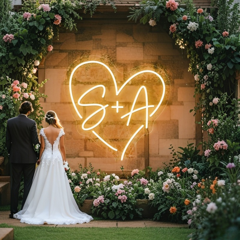 Custom Initials Heart LED Neon - Home Decor Unique recension och pris