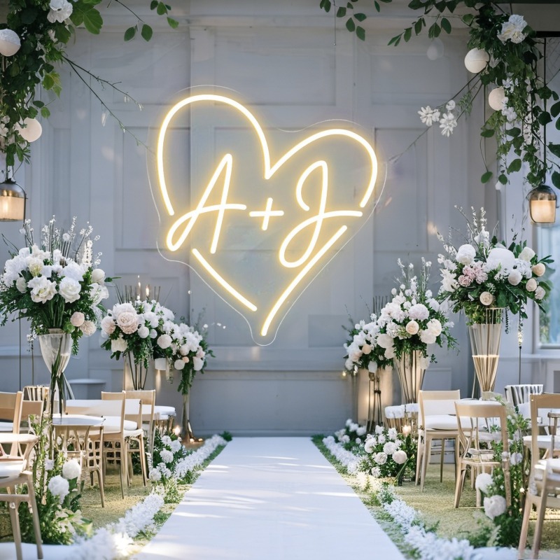 Custom Initials Heart LED Neon - Home Decor Unique recension och pris