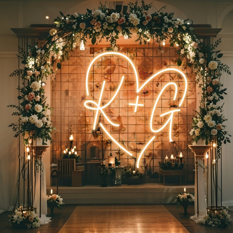 Custom Initials Heart LED Neon - Home Decor Unique recension och pris