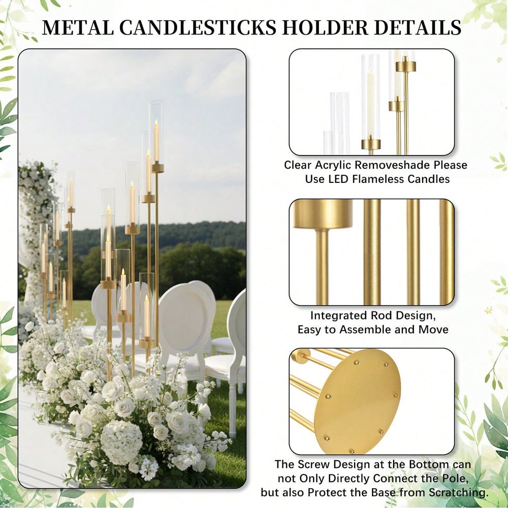 2Pcs 7Arm Gold Floor Candelabr - Home Decor Gold recension och pris