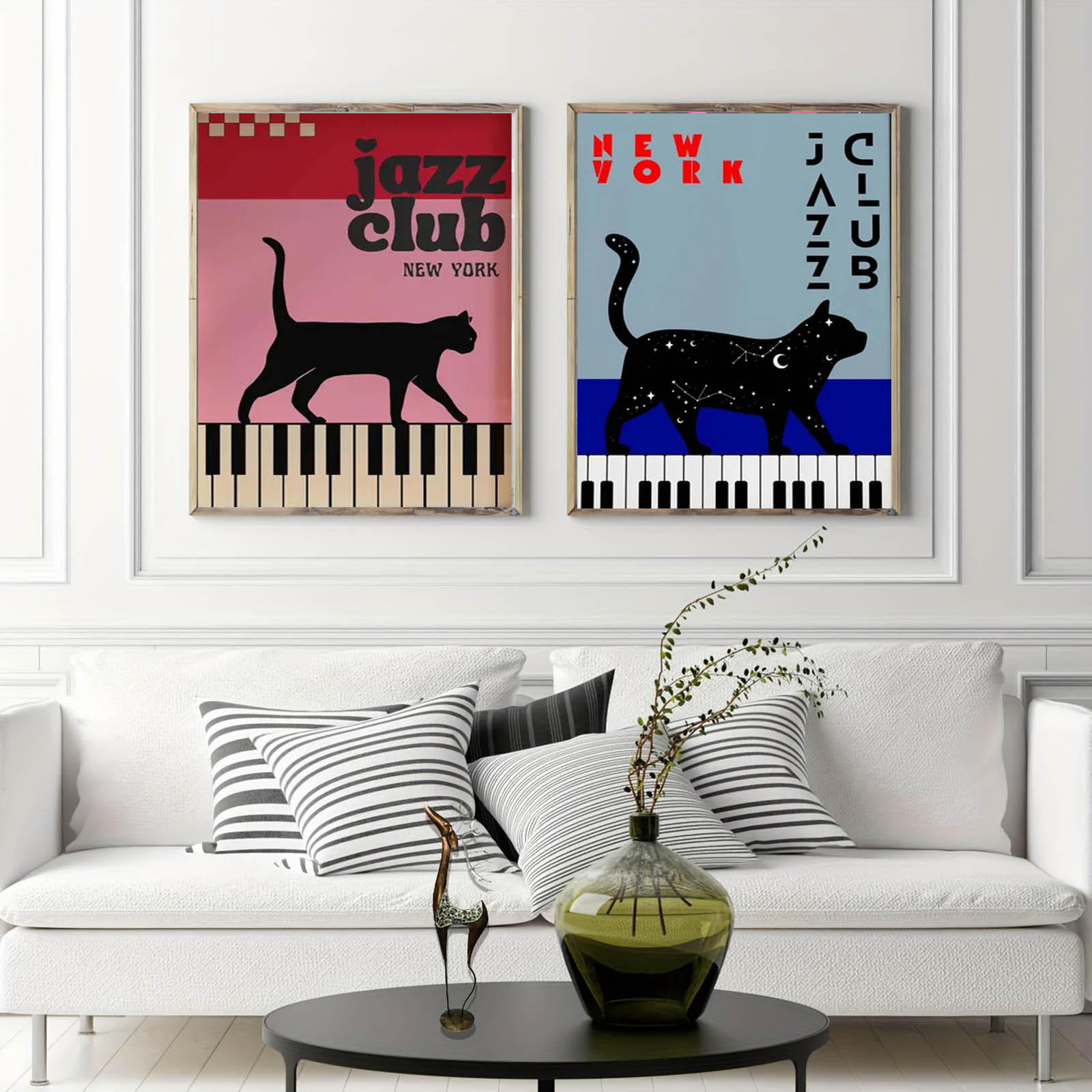 1pc Black Cat with Piano Canva - Home Decor Aesthetic Pinterest recension och pris
