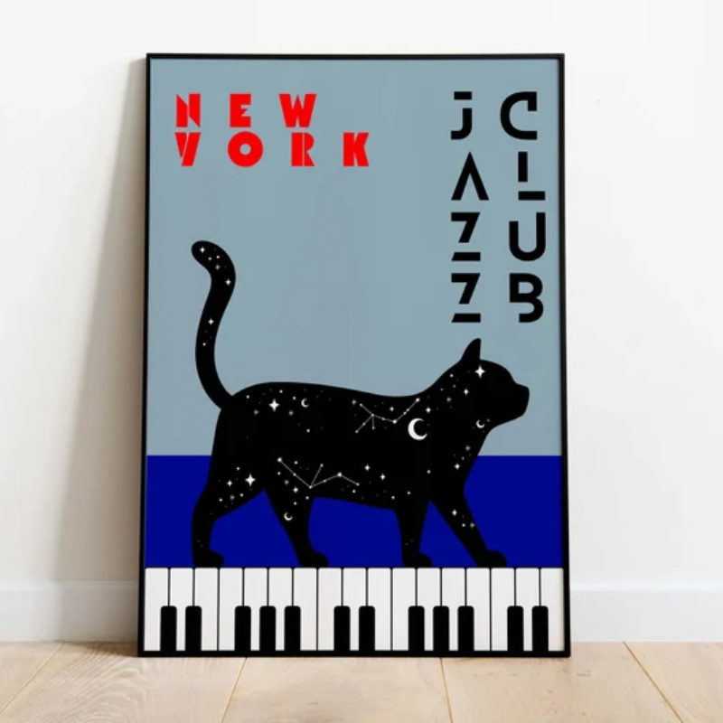 1pc Black Cat with Piano Canva - Home Decor Aesthetic Pinterest recension och pris