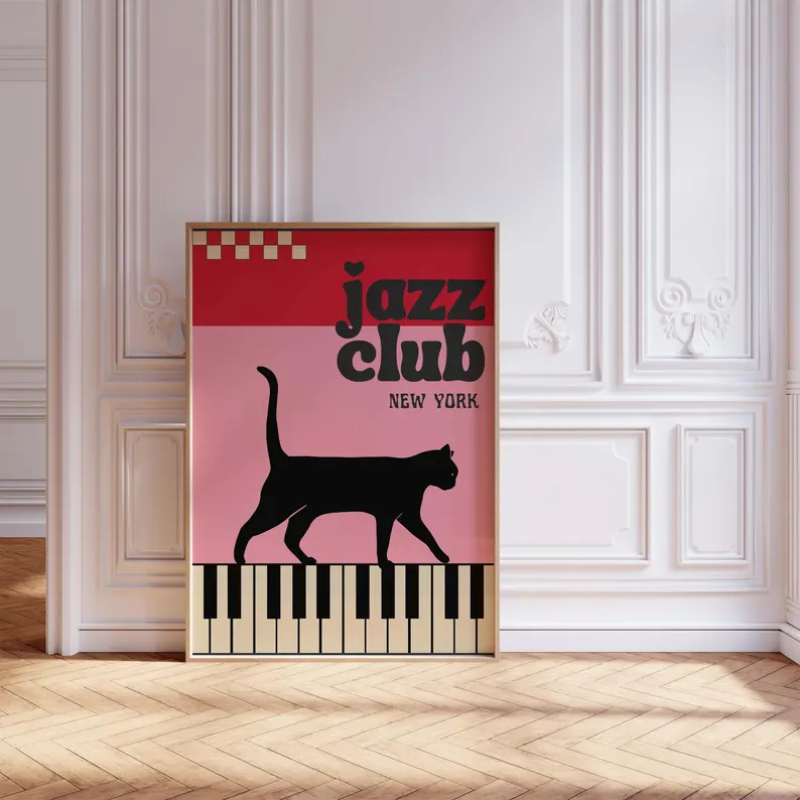 1pc Black Cat with Piano Canva - Home Decor Aesthetic Pinterest recension och pris
