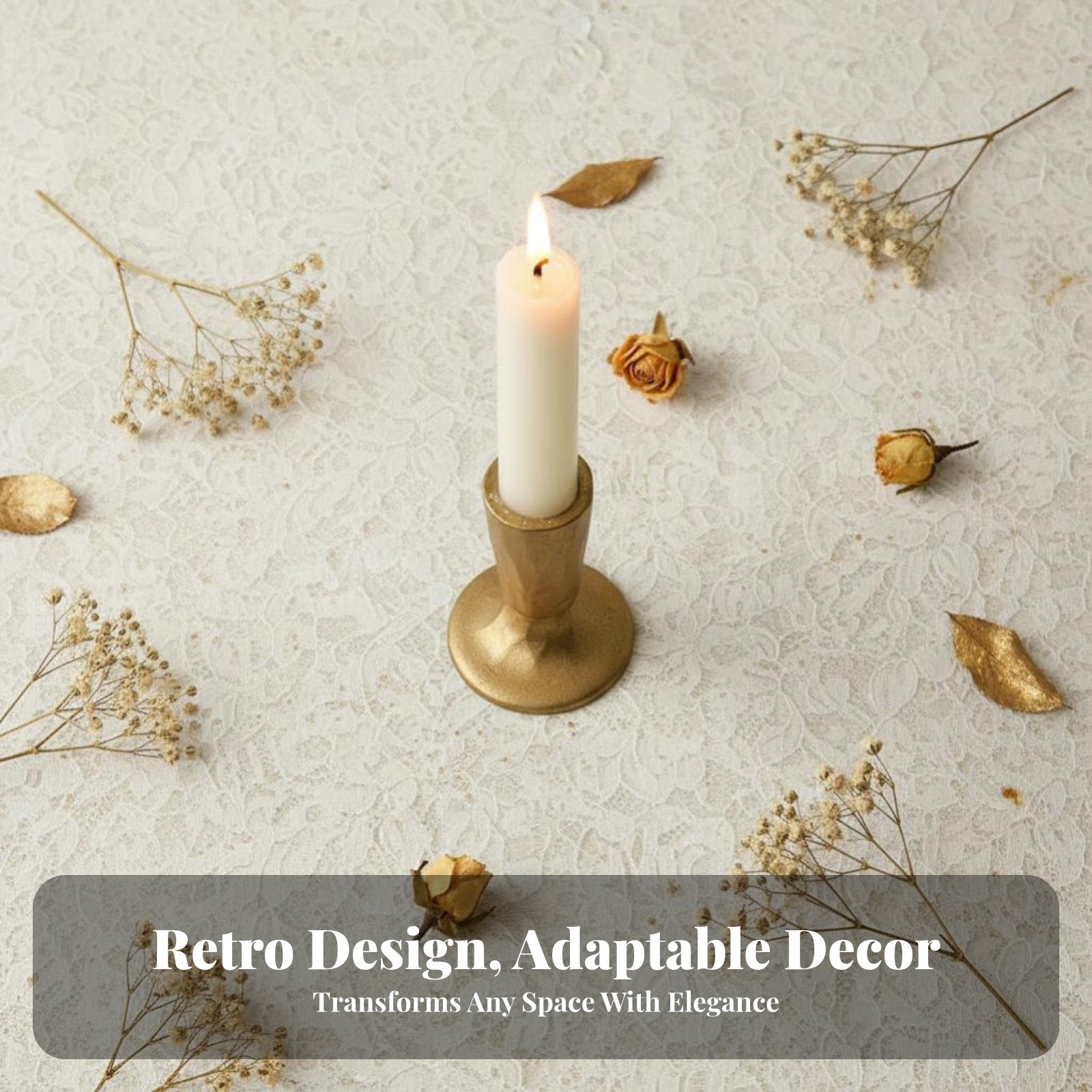 Gold Cast Iron Candle Holder,  - Home Decor Gold recension och pris