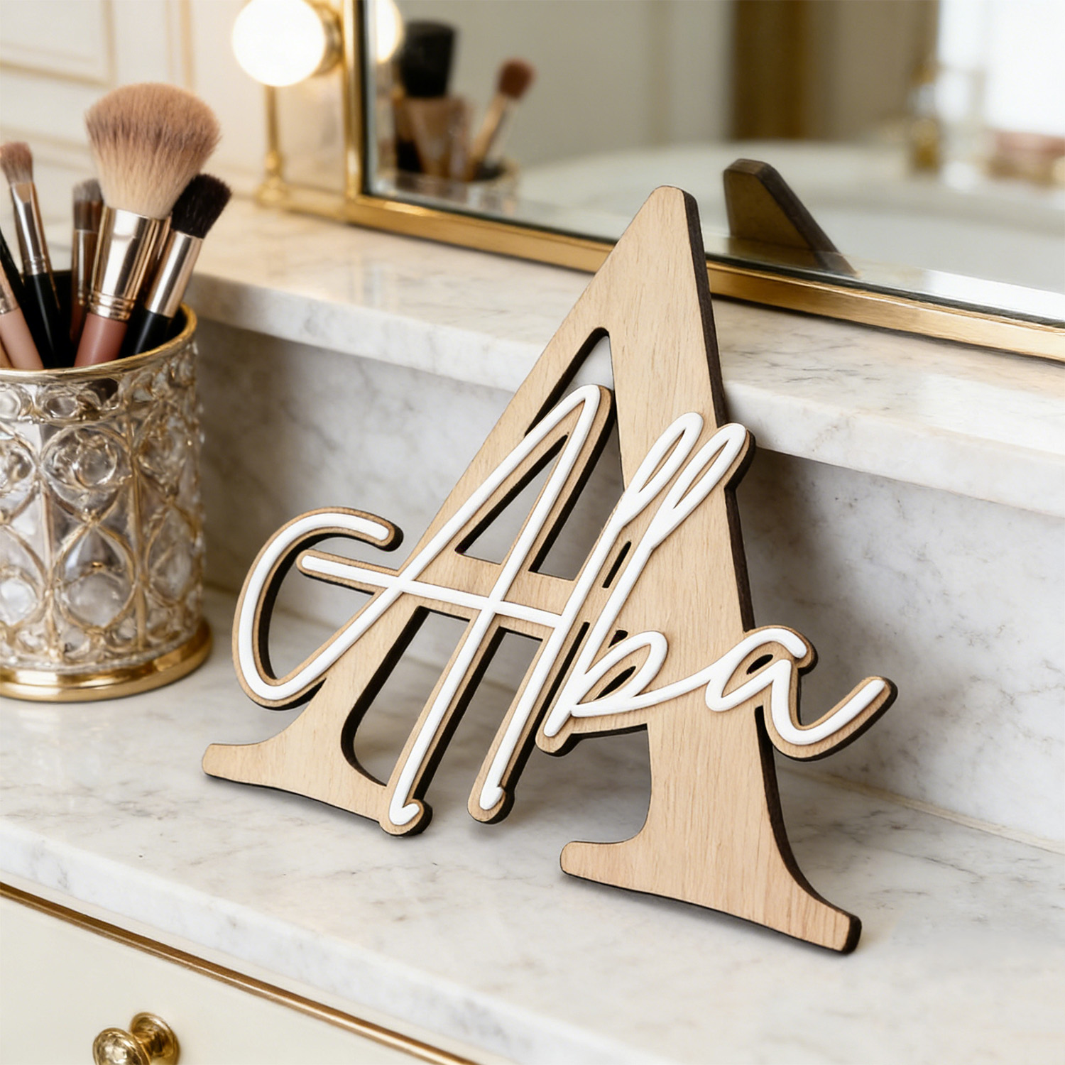 1pc Double-layer Wooden Name D - Home Decor Unique recension och pris